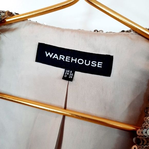 Warehouse Pewter Sequin Jacket Blazer size 4 - Picture 5 of 6